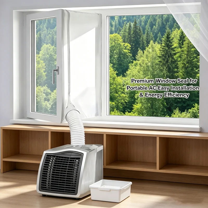 

Dual Vent Pipe PAC Window Sealing Cloth Wind Mosquito Snow Protection Portable AC Double Hose Window Seal Fabric Installation