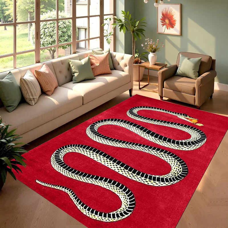 Art Deco Snake Print Non-Slip Area Rug Washable Absorbent Living Room Rug for Home Bedroom Kitchen Bathroom Decor