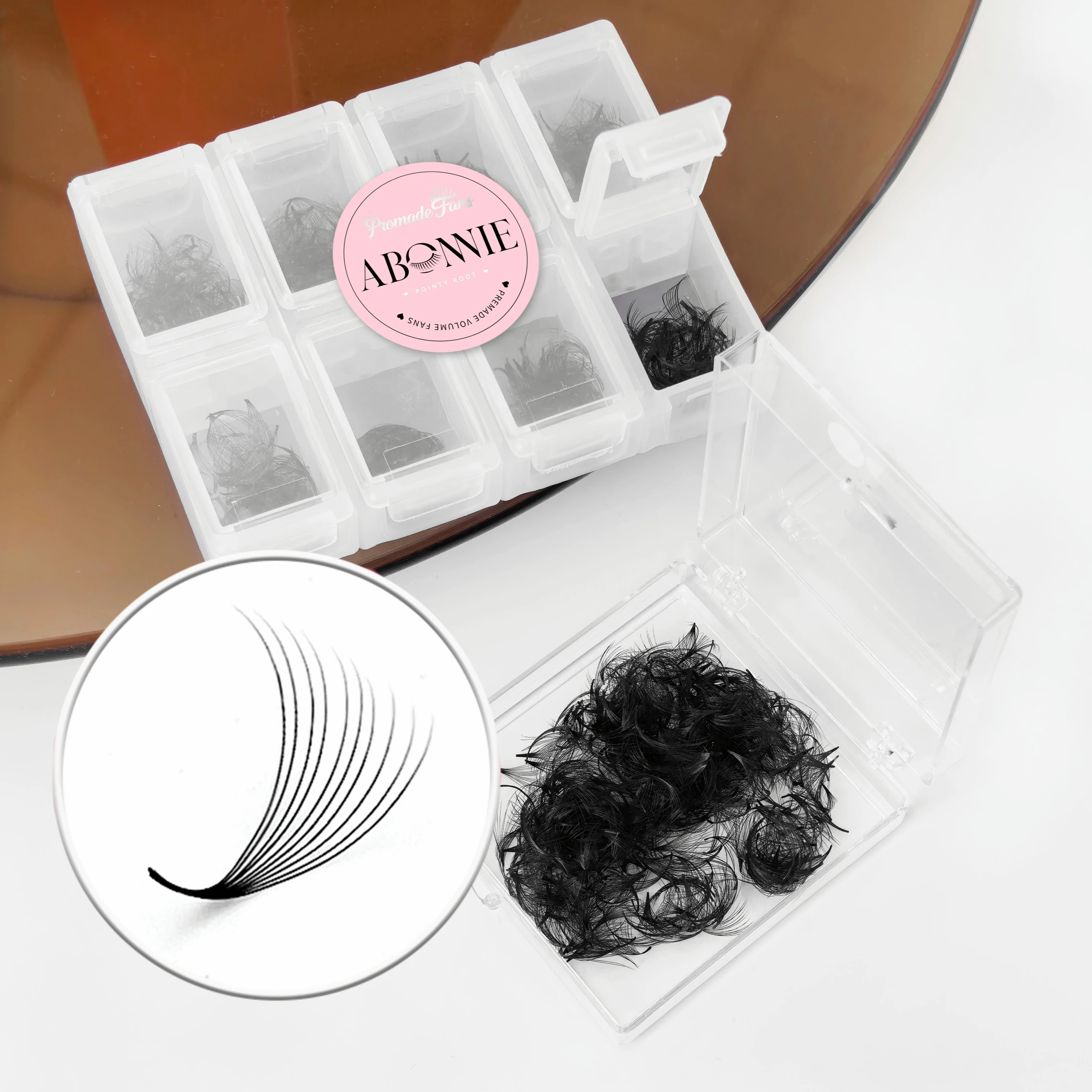 Abonnie 14D Vorgefertigte Fächerwimpern mit Spitzbasis, Mega-Set Volumen-Wimpernverlängerungen