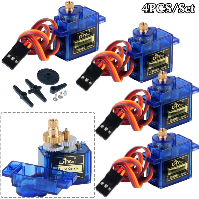 

4PCS/Set TS90MD Micro Digital Servo Motor 360/270/180 Degree 4.8V-6V Metal Gear Servos DIY Toys Parts For RC Planes/Cars Model