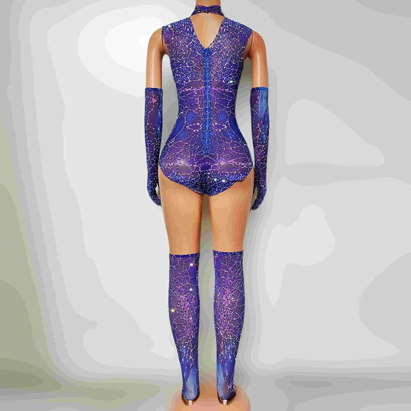 Fioletowe body bez rękawów damskie strój tancerki gogo odzież klubowa barowa kostium sceniczny DS na festiwal imprezę pokaz rave wear yj032