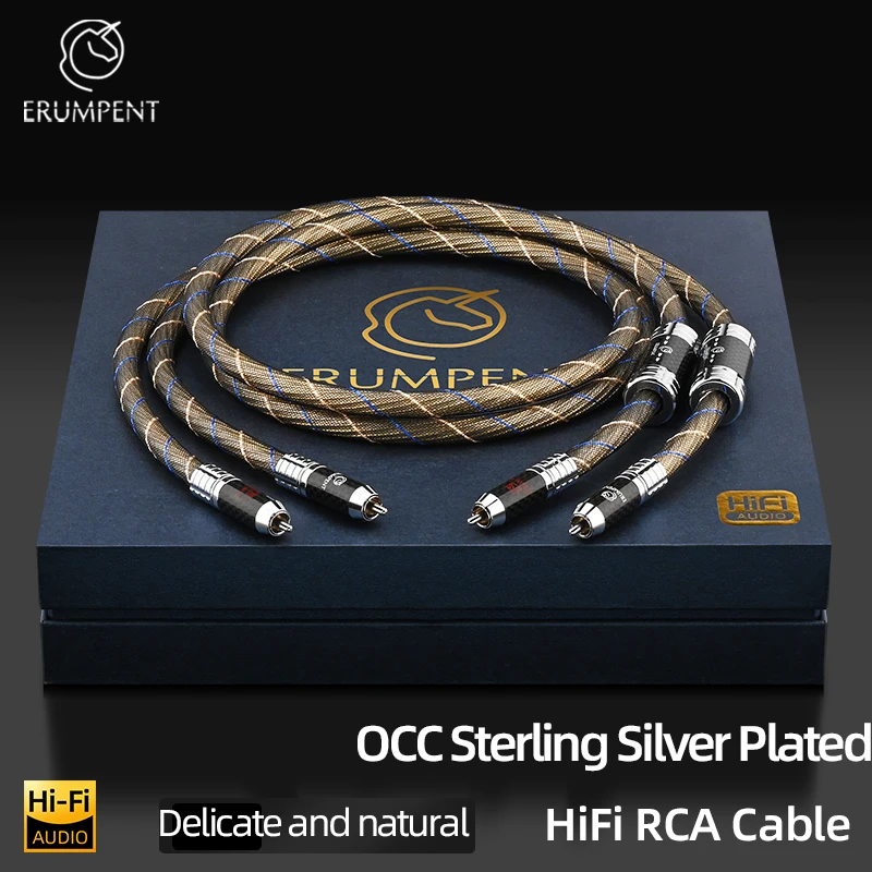 OCC Sterling Silver Plated HiFi RCA Signal Audio Cable 2RCA Male to Male High-fidelity Audio Cord for CD Player Amplifier