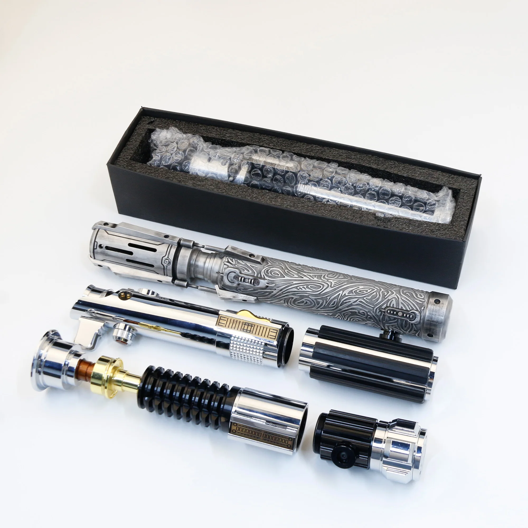 TXQ Anankin Lichtschwert Darksaber Stainless Steel Leerer Griff KEINE KLINGE Cosplay Spielzeug SKYWALKER Graflex LUKE Zubehör Spielzeugteile SNV4 GRIFF