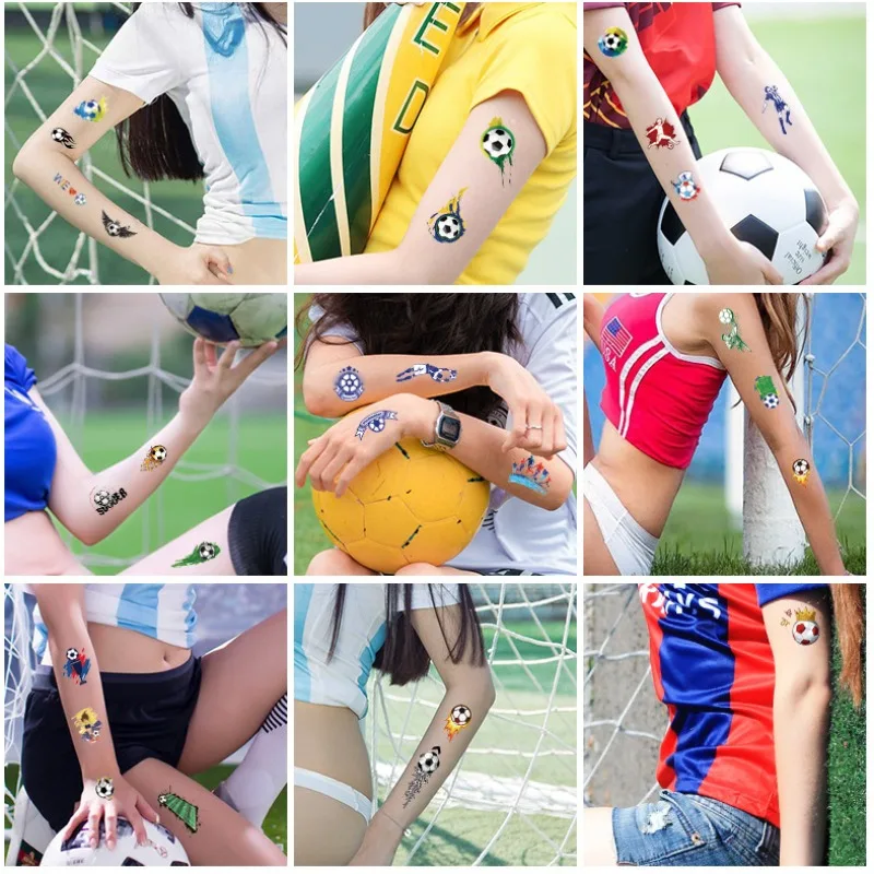 

2024 Individual Football Tattoo Sticker European Football Tournament Party Decoration Disposable Water Transfer Printing Sticker