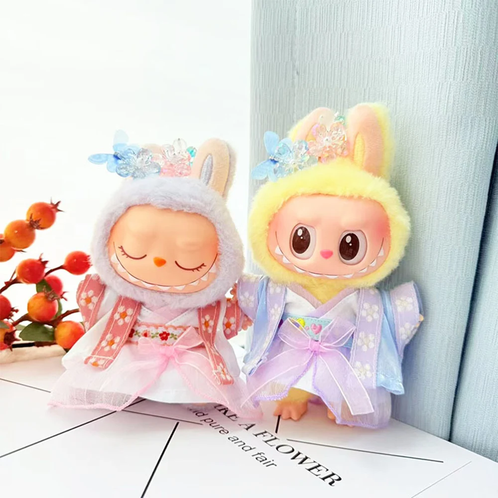 Mini Doll'S Clothes Outfit Accessories for Labubu Idol 10cm Cotton Doll Antique Hanfu Set Ancient Clothing Gift