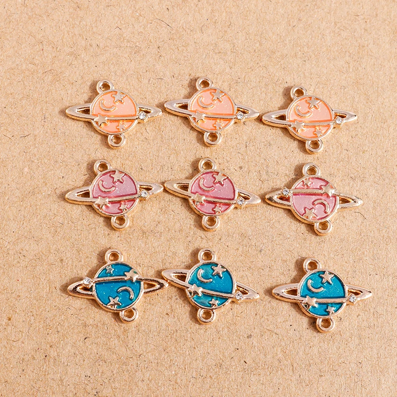 10 Stück Mix Emaille Galaxie Planet Raum Charms für Halsketten Armband Ohrringe Mond Sterne Anhänger DIY Schmuck Herstellung Zubehör – Detail 27
