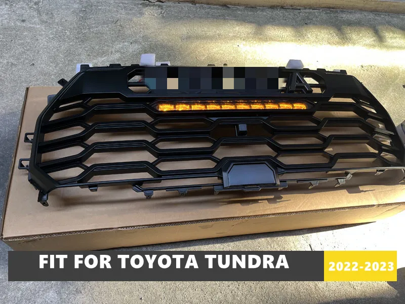 High Quality ABS Black Grill Middle Grill Car Front Grills With LED Lights Light Strip Fit For Toyota Tundra 2022-2023