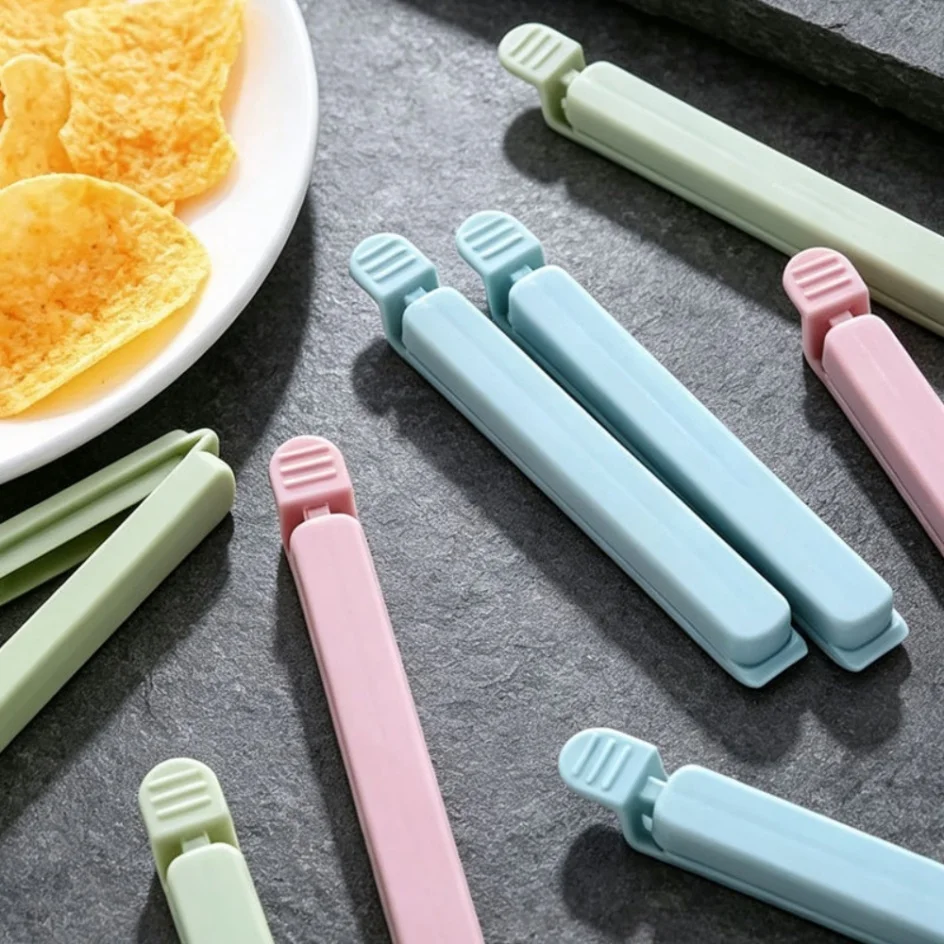 10 Stück Beutelclips, Lebensmittel-Snack-Verschlussklammern, 12/15,5 cm, tragbares Küchenzubehör, elastische Schnalle, Verpackungsbeutelklemme – Detail 5