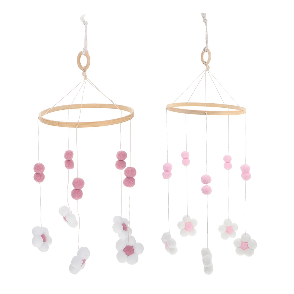 2Pcs Baby Nursery Decoration Boho Crib Mobile Nordic Flower Handmade Wind Chime Baby Bed Mobile for Girls