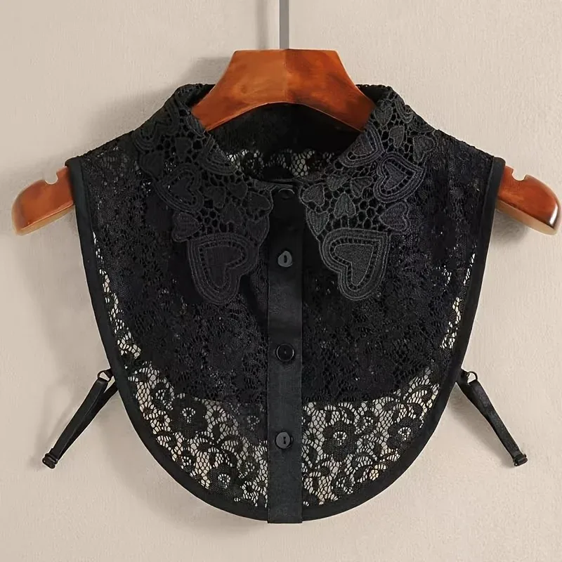 Women's Lace Fake Collar Detachable Collar, Women's Mickey Collar, with Floral Lace Trim Cleavage Cover Up for Low Neckline