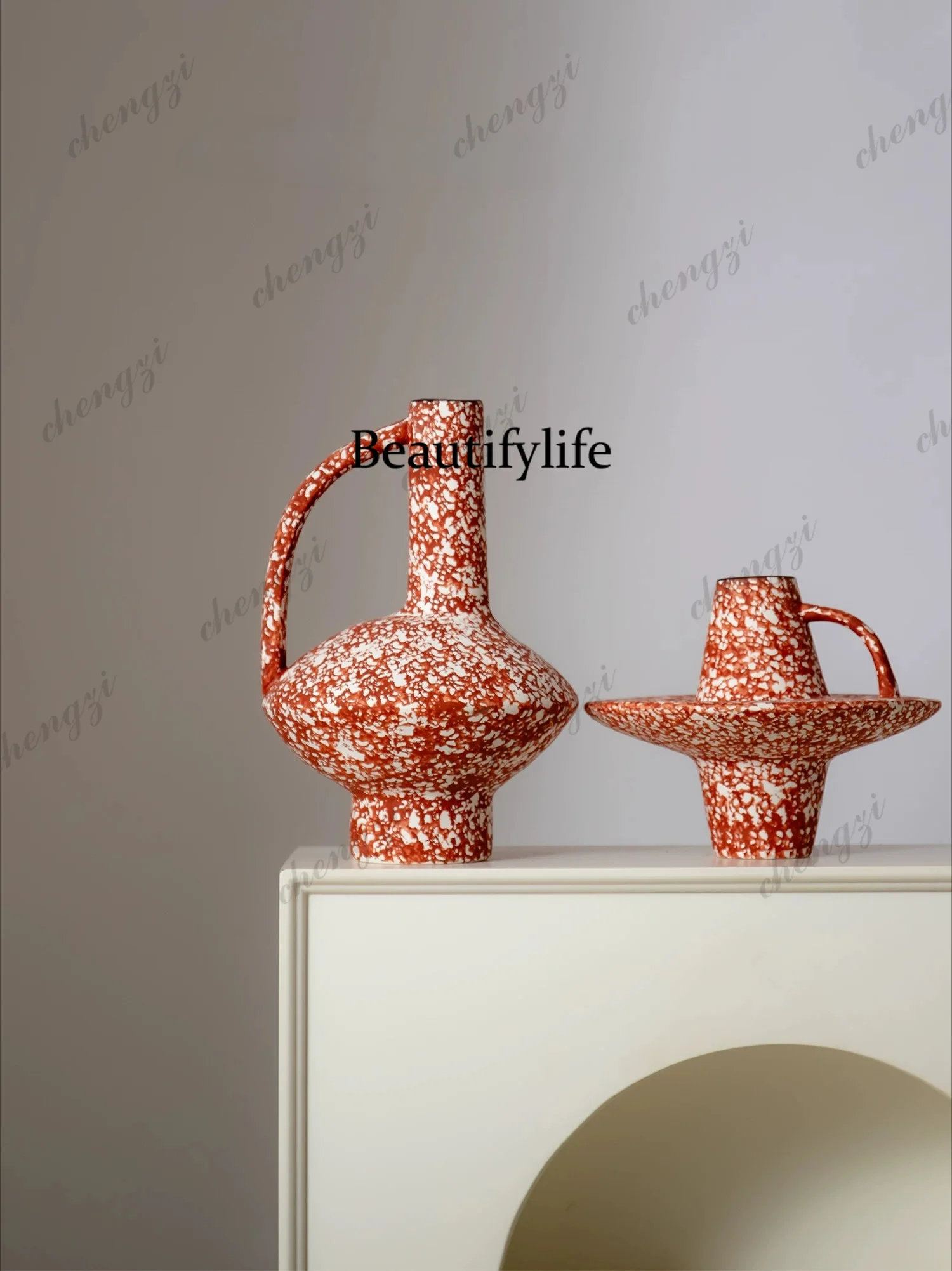 Retro Rust Vase Hotel B & B, Flower Tool Simulation Flower Ceramics, Decoration