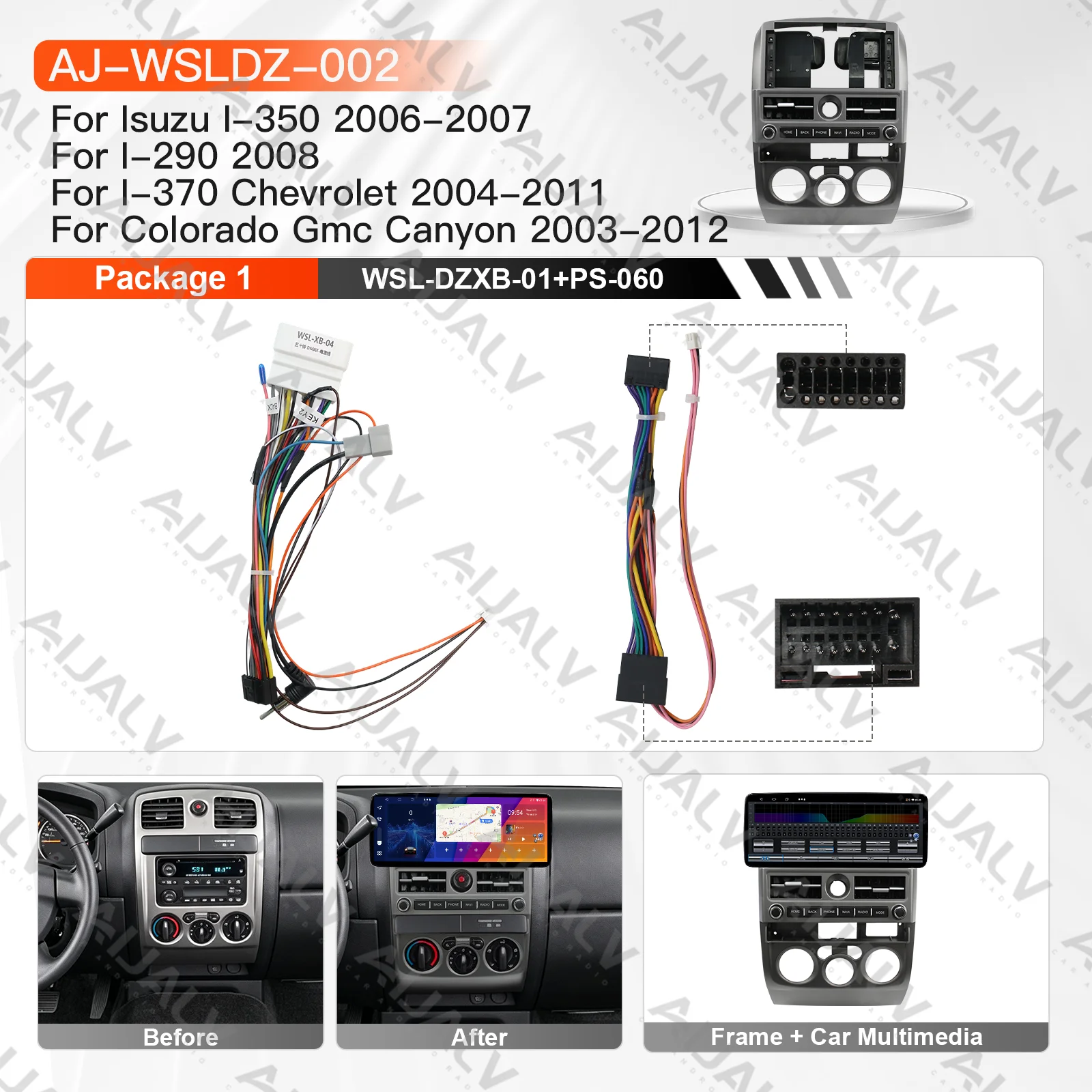 12.3 inch Android Touch Screen Car Multimedia Dashboard Frame DSP GPS Wireless CarPlay for Isuzu 06-07 I-350 2008 I-290 I-370