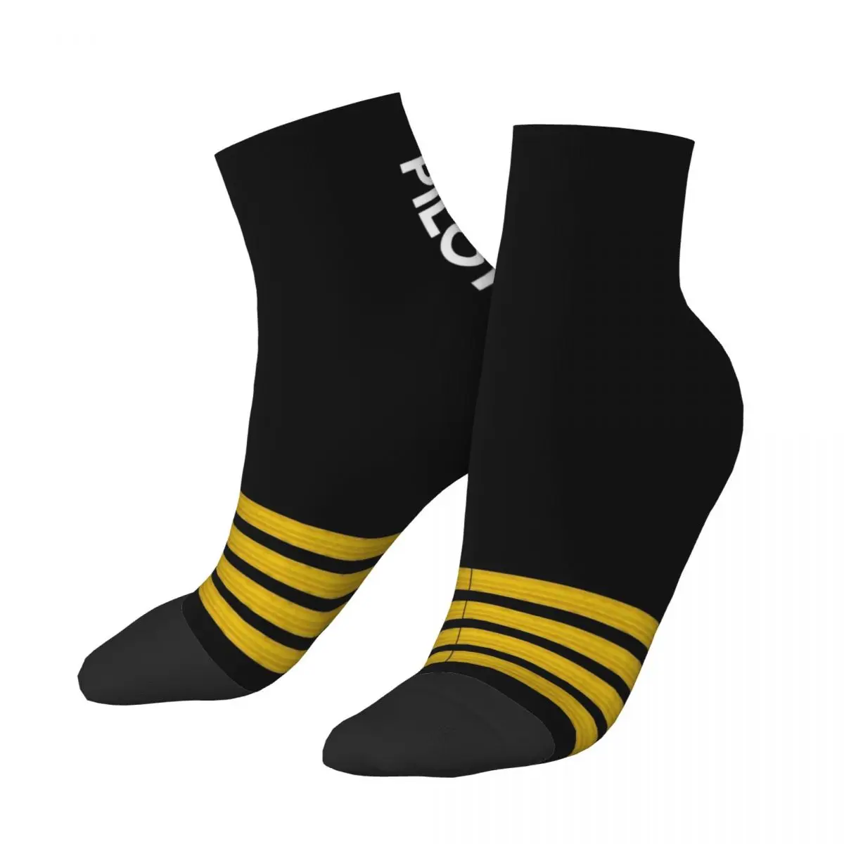 Funny Men's Pilot Captain Stripes Dress Socks Unisex Warm Comfortable 3D Print Aviation Airplane Aviator Crew Socks