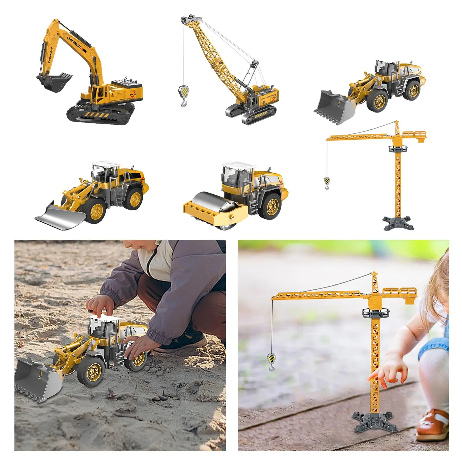 Construction Vehicles Toys, Mini Alloy Engineering Trucks Toy for 3 4 5 6 7 Years Old Boys
