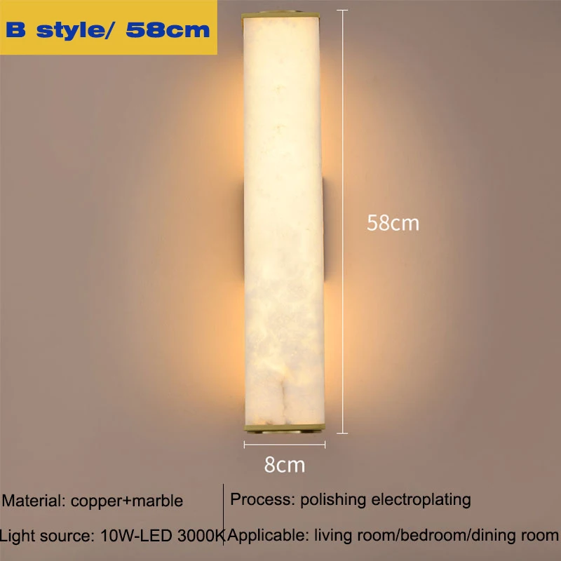 Luxus Marmor Wandleuchte LED Moderne Kupfer Gold Wandleuchte Nachttischleuchte 110 240 V für Schlafzimmer Hotel Korrid Dekoration