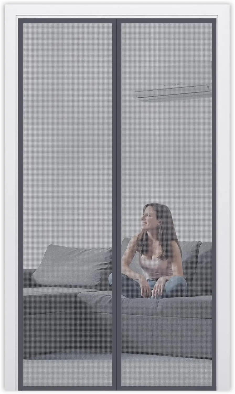 

Fiberglass Magnetic Screen Door for Single Doors – Heavy Duty Self-Sealing Mesh with Strong Magnets, Hands Free, Kid & Pet F