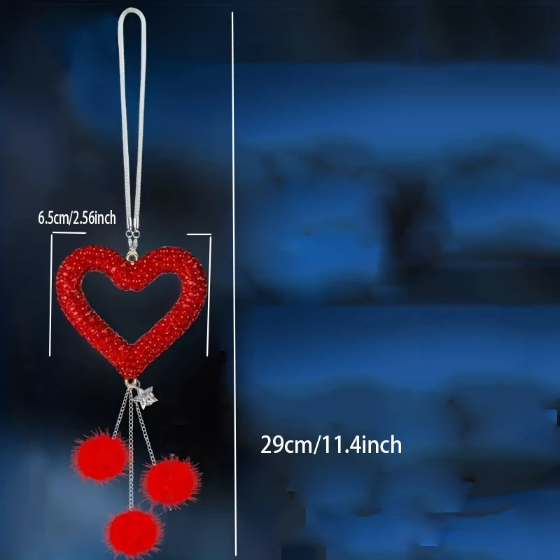 Fashion Diamond Love Car Accessorie Bling Hairball Pendant Auto Rearview Mirror Pendant Birthday Gift Auto Decoraction Ornaments