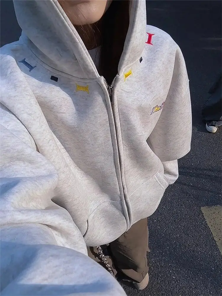 

Радужная вышивка, окрашенная в глаза, открытый кардиган на молнии, толстовка, мужская толстовка с капюшоном, осень-зима, американский Sle, тяжелый джемпер для ленивой пары