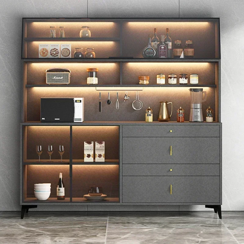 

Gray Tea Cabinet Small Apartment Locker Integrated Wall High Cabinet Cupboard Kitchen Cabinet