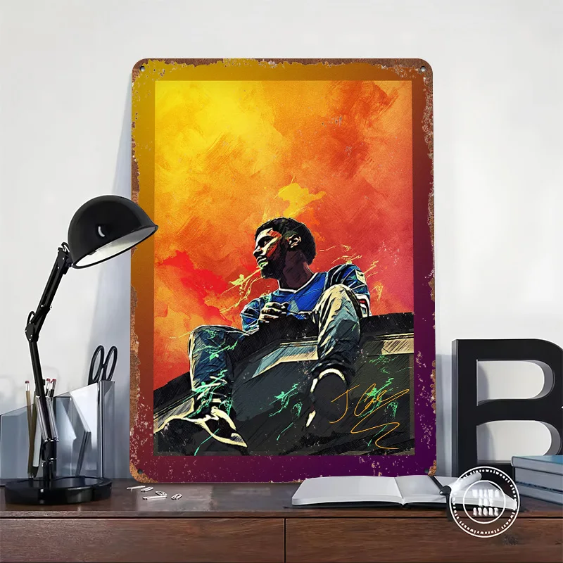 J Cole Poster Customized Vintage Metal Signs Wall Art Retro Tin Plaque for Bathroom Decor Room Home Decorations House Wand Deko