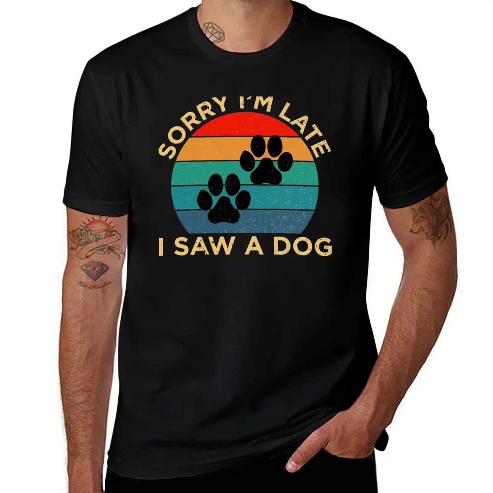 

Sorry I m Late I Sew Dog T-Shirt Fashion Graphic Tee for Men