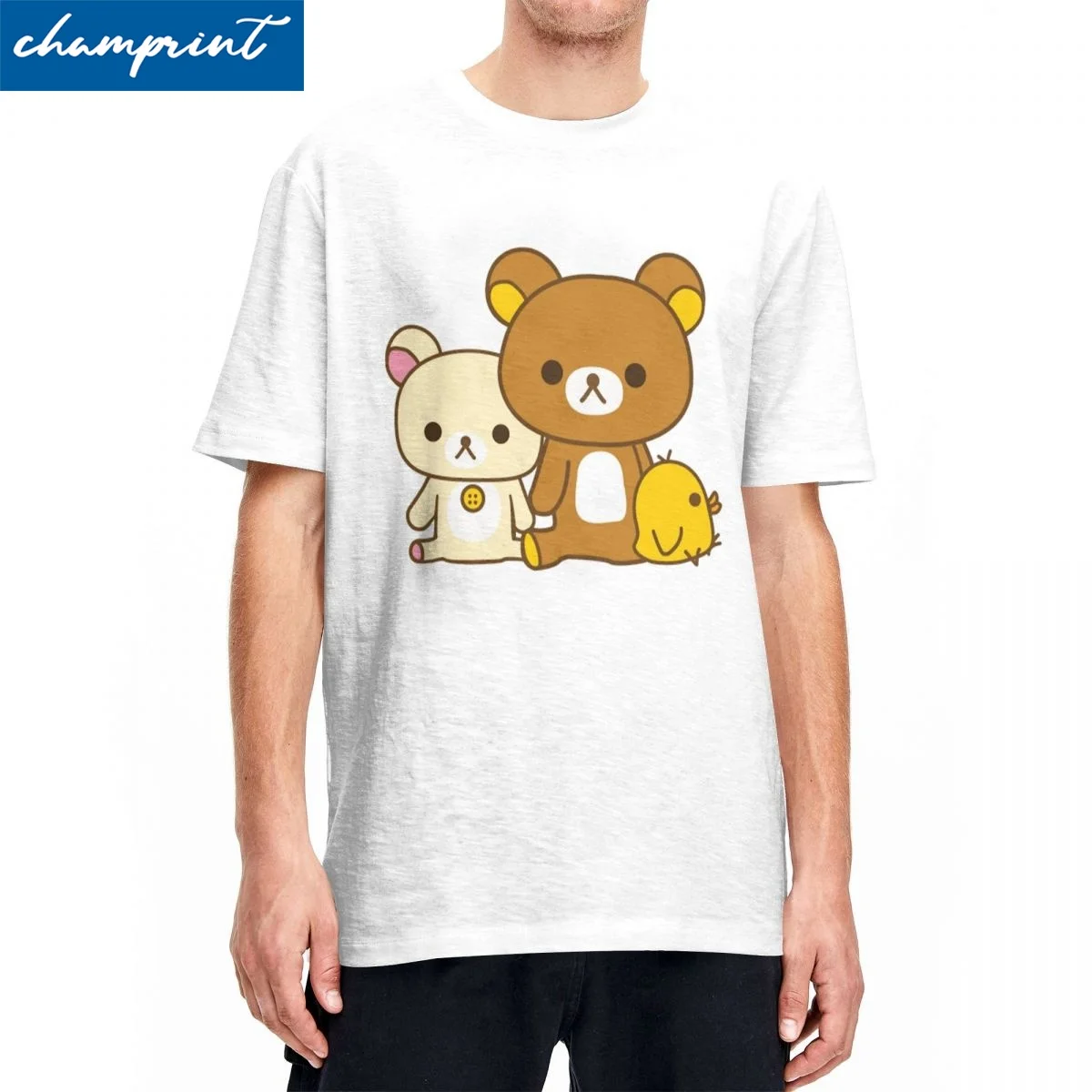 Funny Korilakkuma Rilakkuma Tshirt Men O-neck Short Sleeve Clothing Cartoon Bears Cotton Summer Clothes