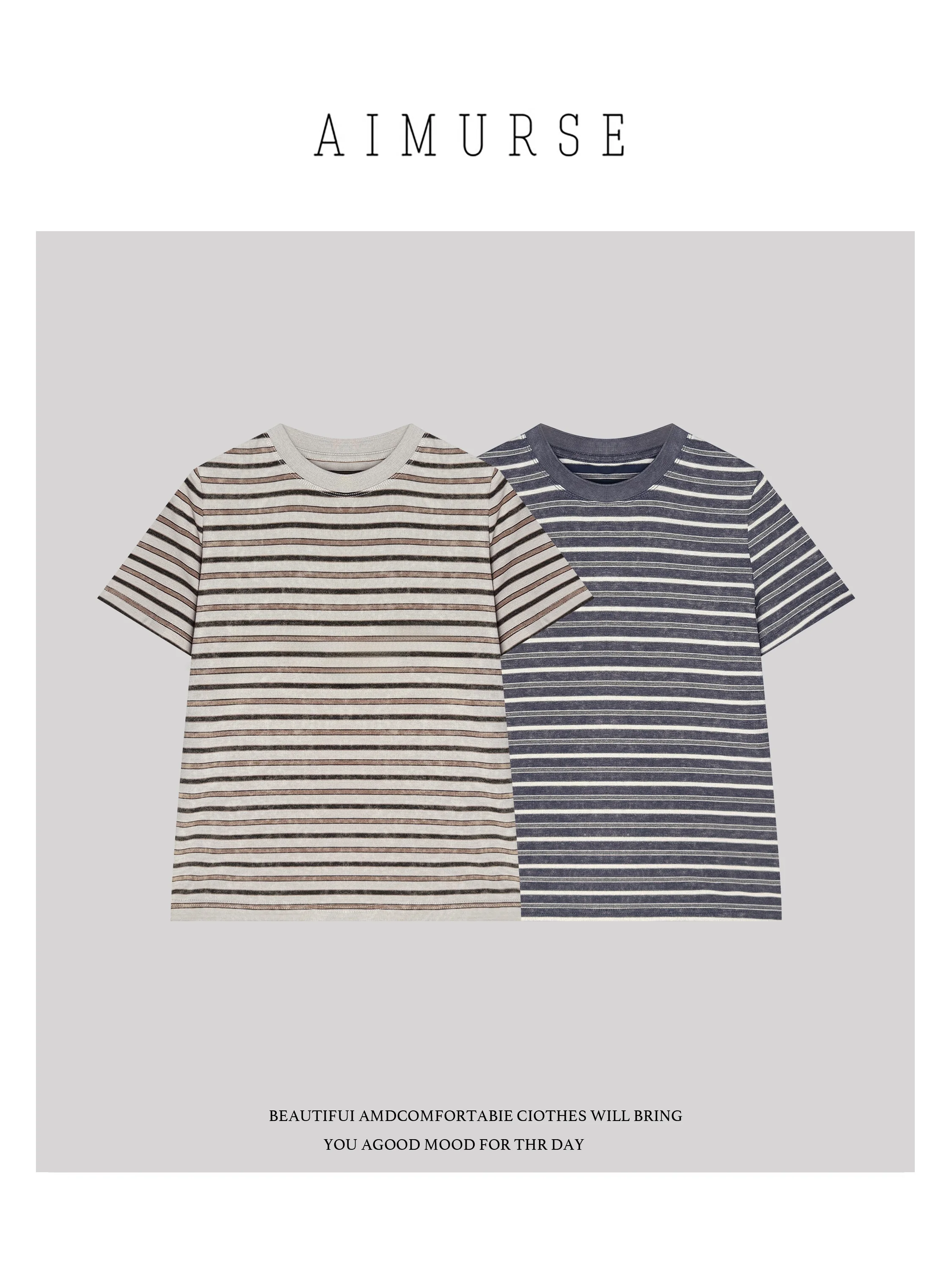 

Повседневная футболка AIMURSE в полоску, универсальный женский топ с круглым вырезом и коротким рукавом из смесового волокна Lenzing Lyocell, комфортная посадка
