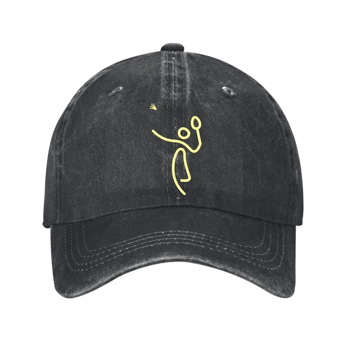 Funny Badminton Stick Figure Player Outline Graphic Baseball Cap Men Women Distressed Washed Sun Cap Outdoor Hat