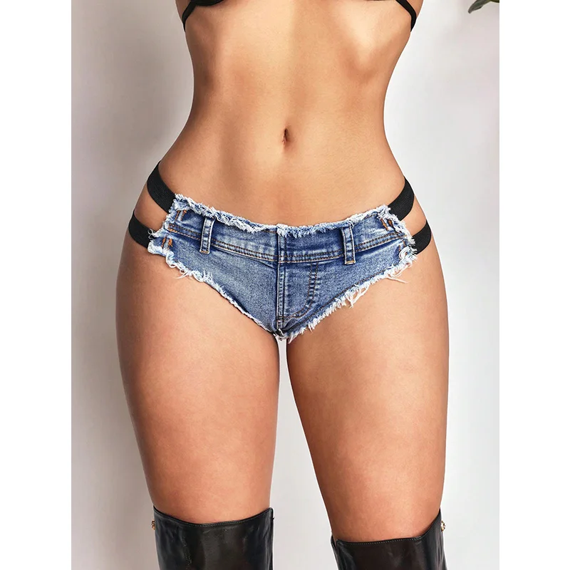 Benuynffy Summer Stretch Hot Girl Sexy Tight Women's Denim Shorts Fashion Low Waist Slim Fit Raw Hem Super Short Jeans 2026 New view 3