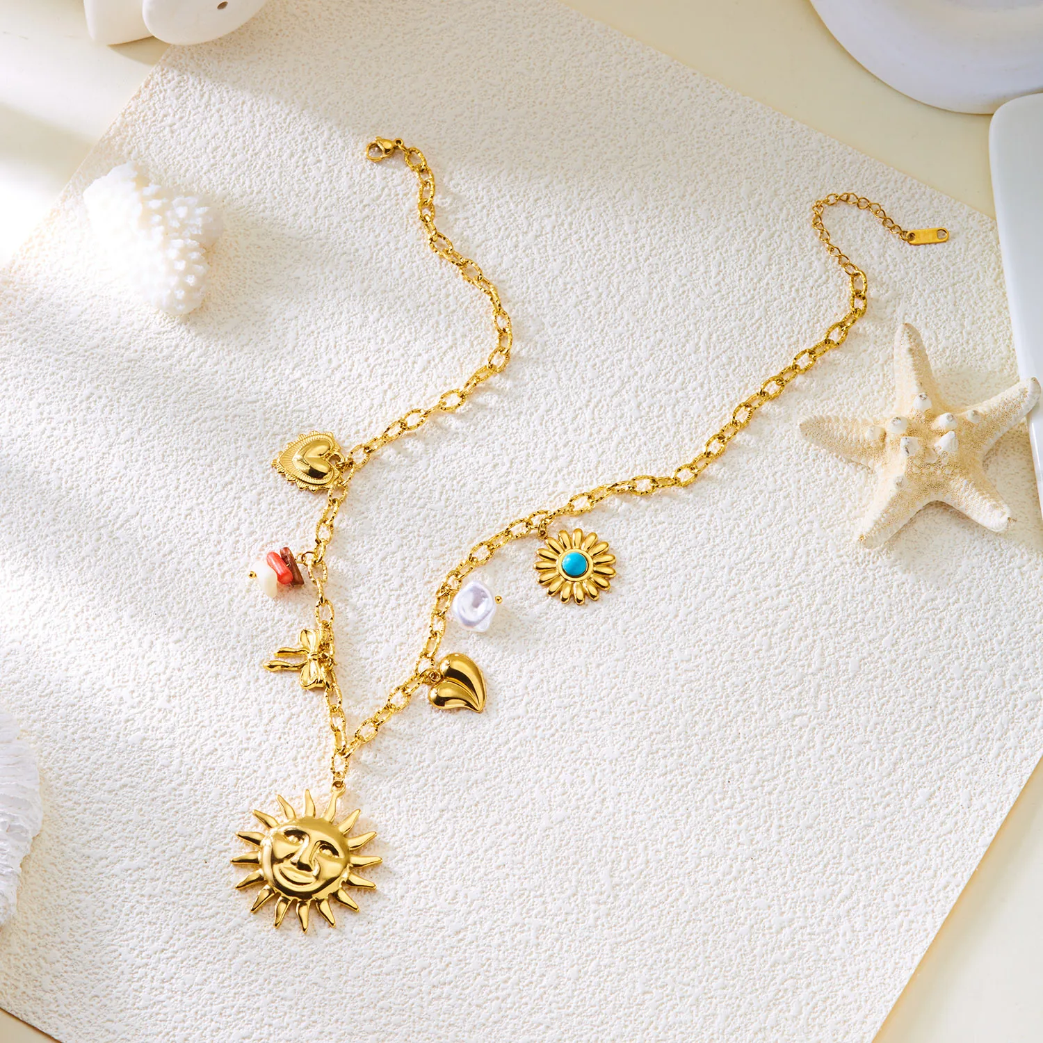 Mode Edelstahl Metall Conch Halsketten für Frauen Nette Shell Quaste Keramik Fisch Halsketten Party Täglichen Schmuck Geschenke – Detail 26