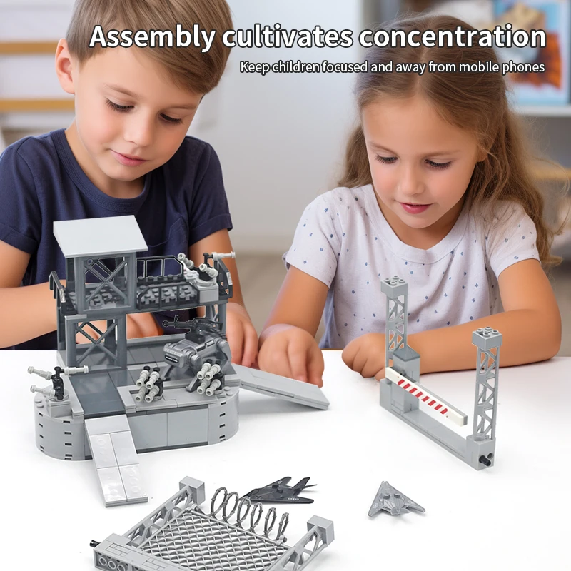 MOC Modern Combat Command Post Building Blocks Toys Fighter Blocks Weapons Military Fence Net Construction Toy for Boys Gifts