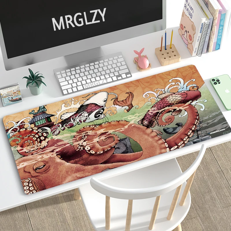 

Ukiyo-e Big Mouse Pad 40*90cm Art Carpets Rugs Gamer Japanese-style Giant Waves Large Keyboard MouseMat LOL Playmats for Laptop