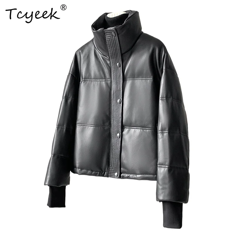 

Tcyeek Осенне-зимняя короткая и плотная женская куртка на белом утином пуху с высоким воротом и длинными рукавами Casacas Para Mujer Invierno