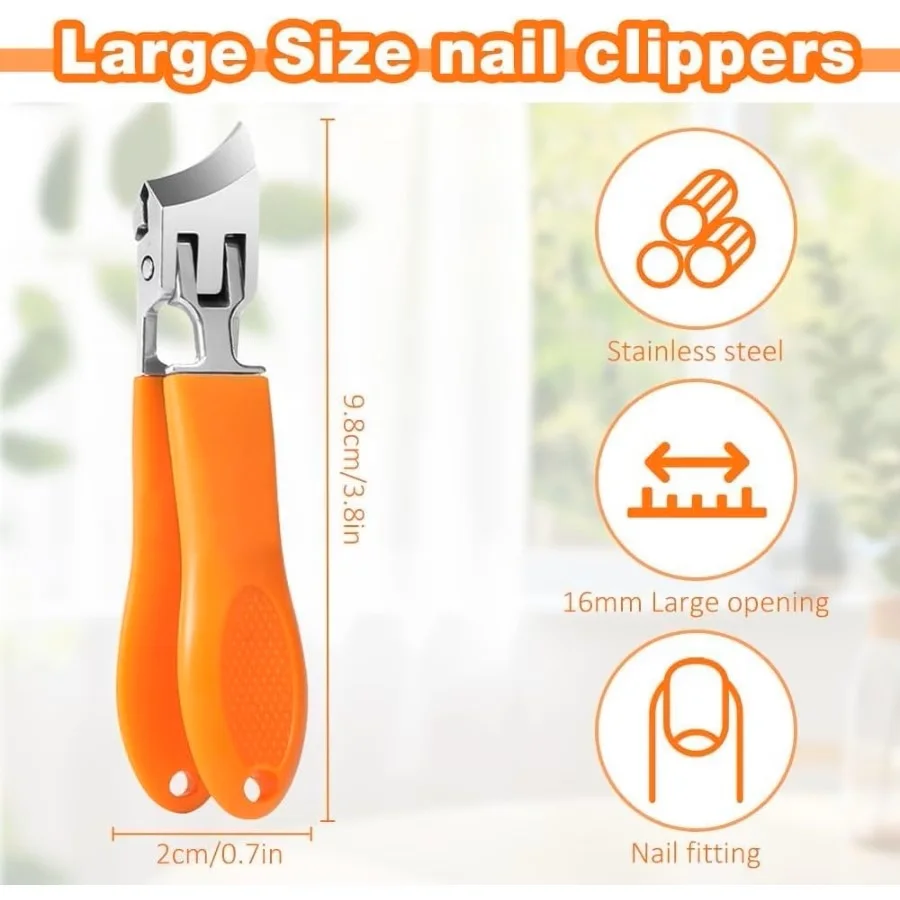 2pcs Wide-mouth Spill-proof Inclined Nail Clippers Ingrown Nail Clippers Finger&Toe Curved Thick Nail Clippers Stainless Steel