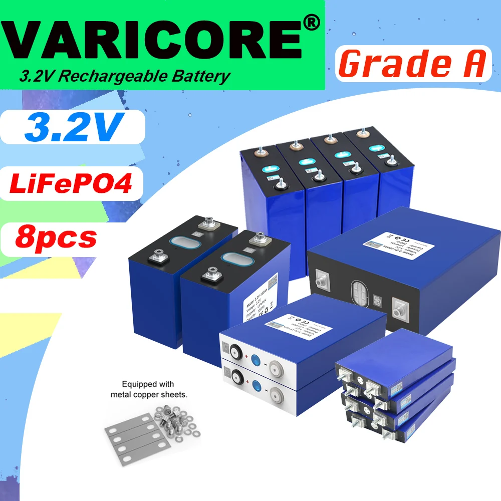 8 pz VariCore 3.2 V LiFePO4 Batteria 320AH 280ah 200ah 150ah 105ah FAI DA TE 12 v 24 V Automotive RV batterie di Accumulo di Energia Solare