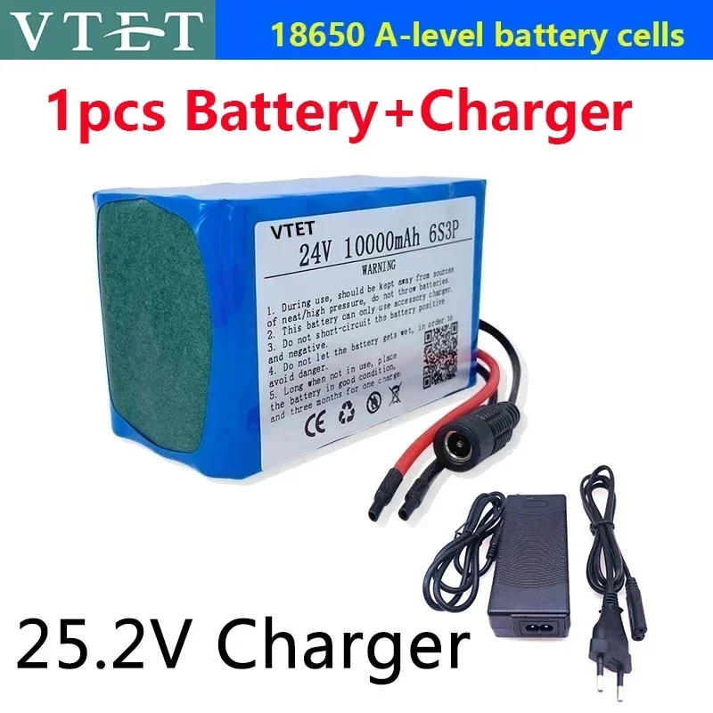 2024 New 24V 10.0Ah 6S3P 18650 Battery Li-ion Battery 24V 10000mAh Electric Bicycle Moped /Electric/Li Ion Battery Pack+Charger