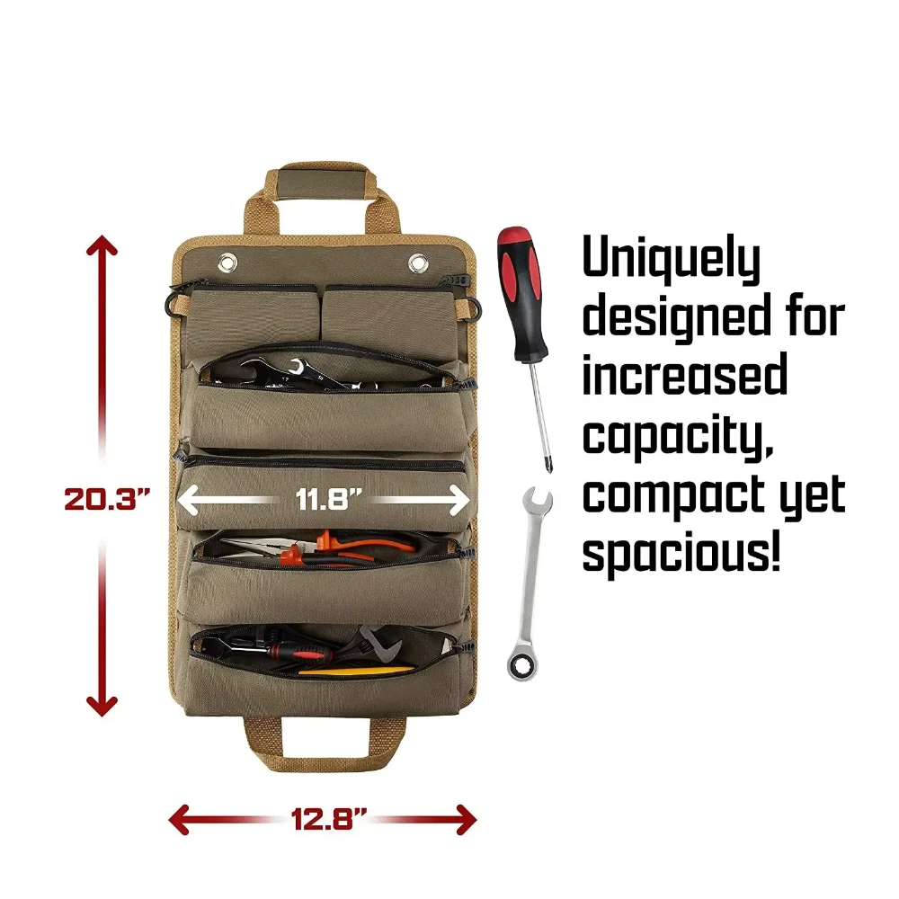 Multi-Purpose Hardware Tool Bag Professional Multi-Pocket Rolled Portable Storage Bag Rolled Waterproof Storage Bag Pliers Wrenc