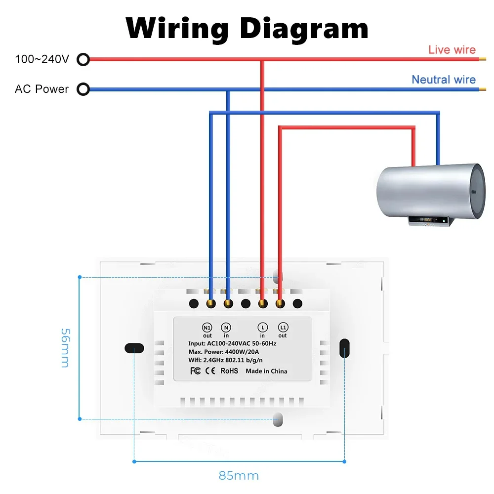 Tuya EU US WiFi Smart Water Heater Boiler Switch With Power Monitor Smart Life Control Switch Works With Alexa Alice Google Home