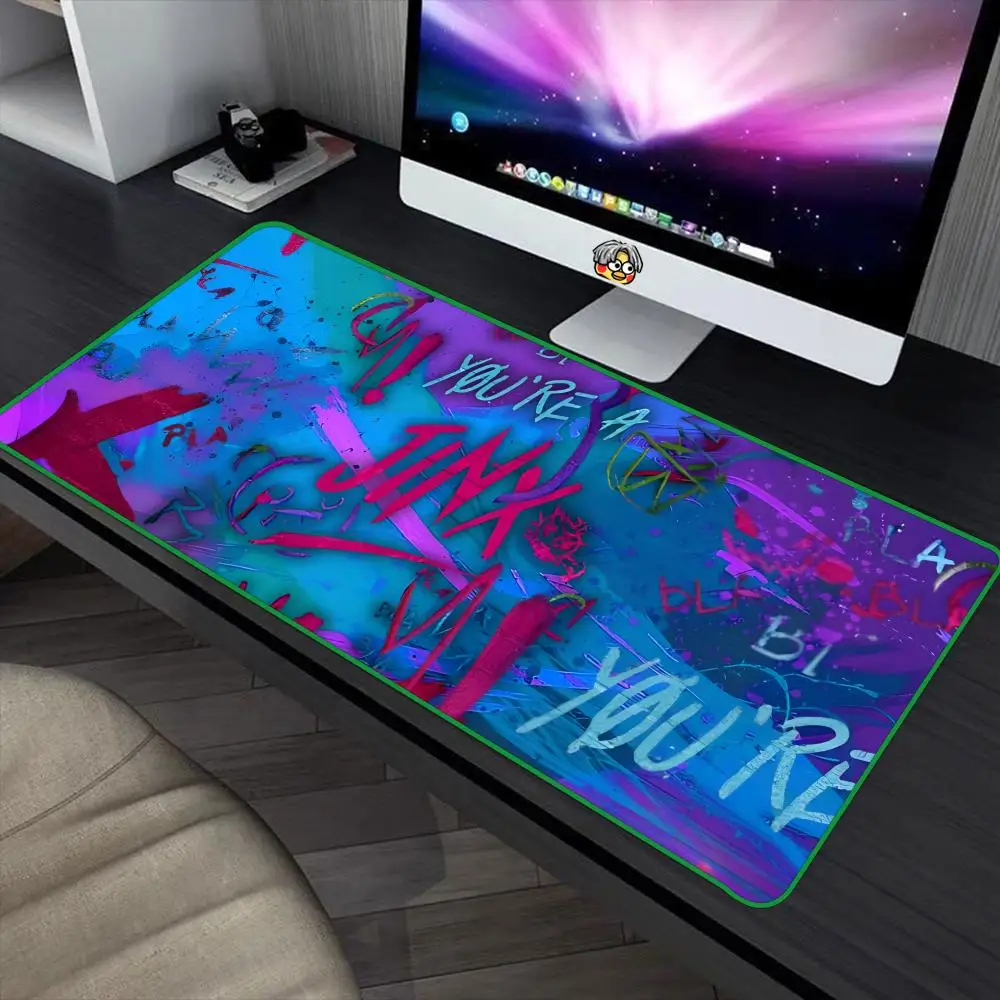 Cool League-of-Legends JINX Mouse Pad 90x40cm Colorful Lock Edge Pure Natural Rubber Desktop Anti slip Large Mouse Pad