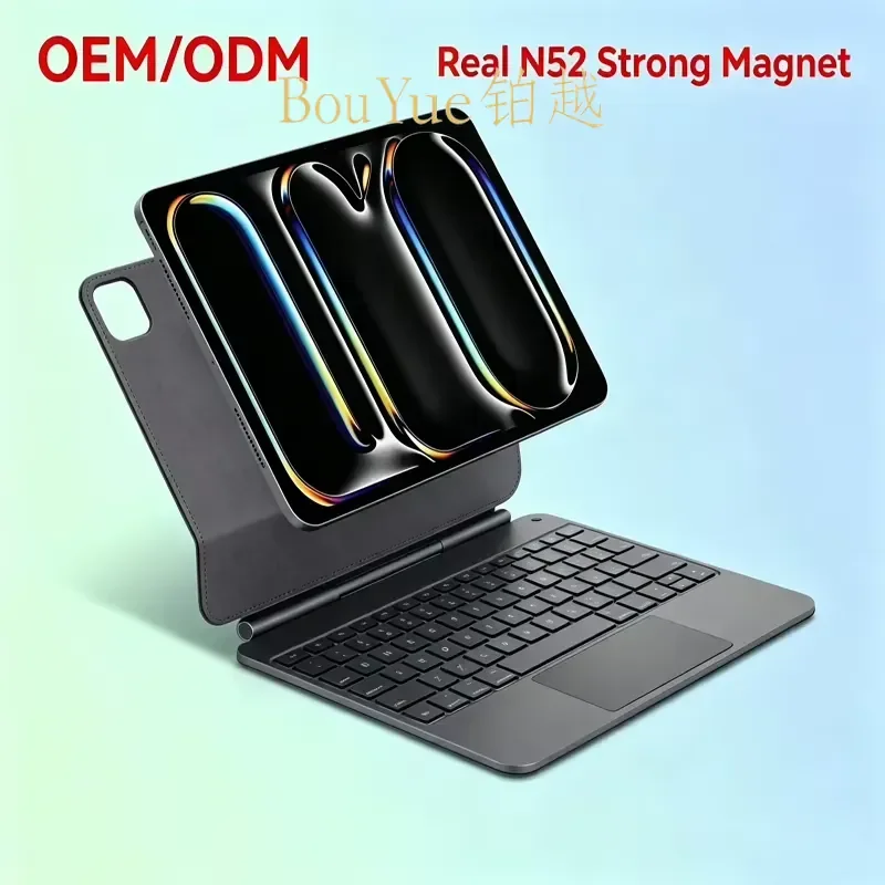 Slim Wireless Split Keyboard with Touchpad for iPad 10.2 10.5 10.9 11 12.9 Alloy Case 7 Color Backlit USB C Rechargeable