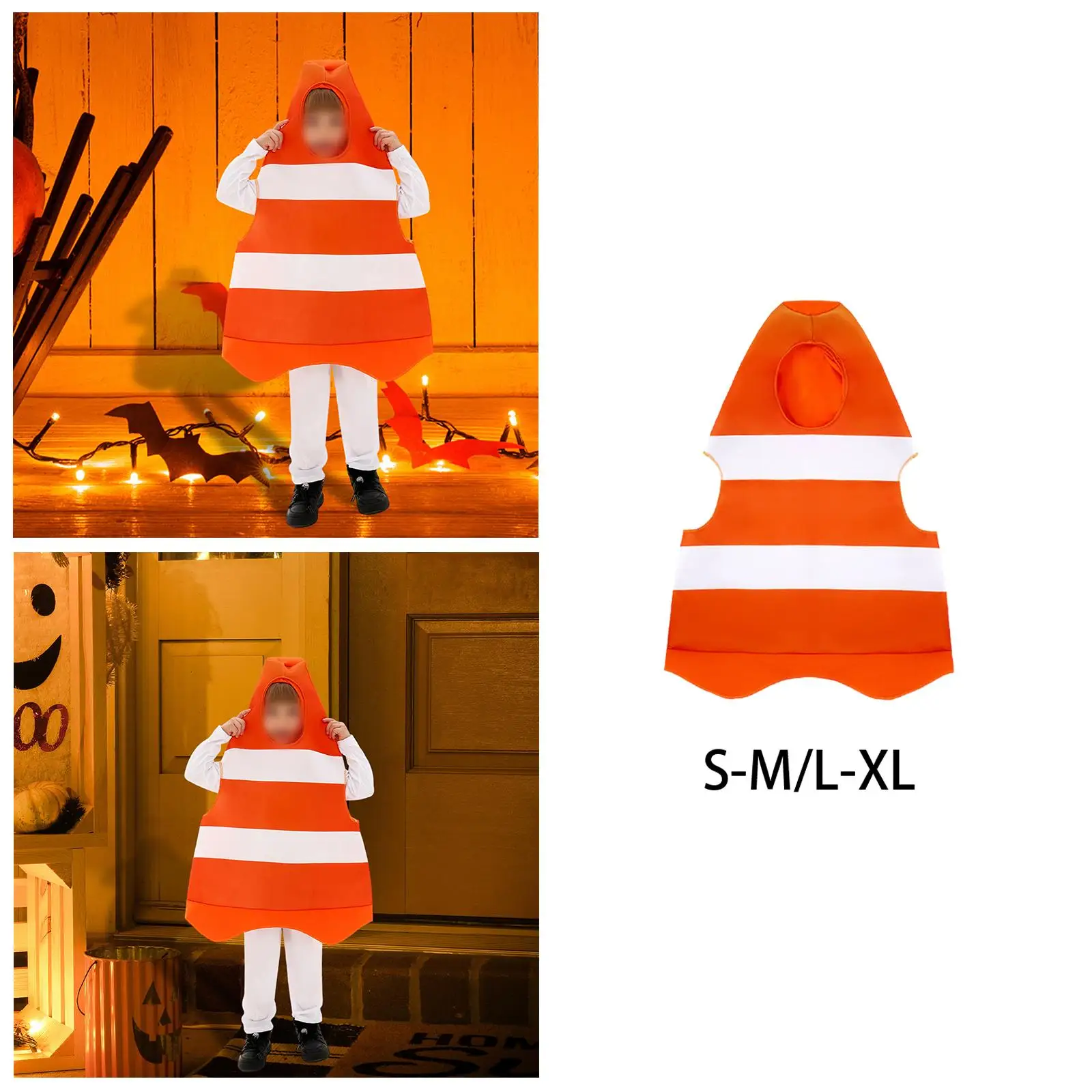 Traje de cone de tráfego decorativo laranja vestir-se festival roupas halloween crianças traje cosplay para meninas meninos crianças