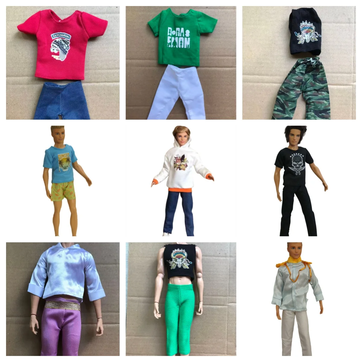 مجموعة ملابس الدمية الملونة للرجال، ملابس رياضية لدمية كين مع سراويل طويلة ومعطف للدمى #1