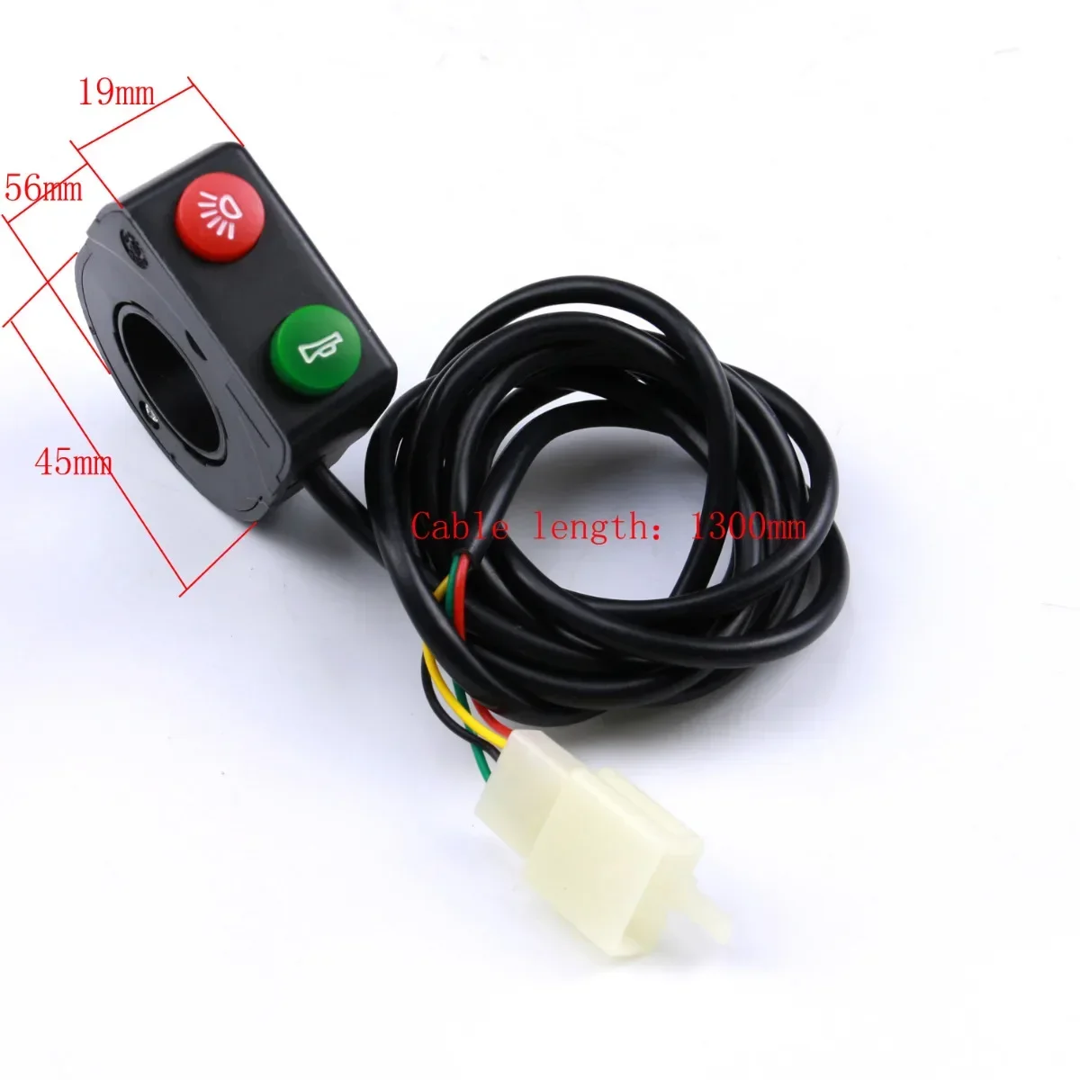 

Control Switch Horn Switch Head Direction Light Auto Headlight Push Button For ATV Electric Scooter Bicycle