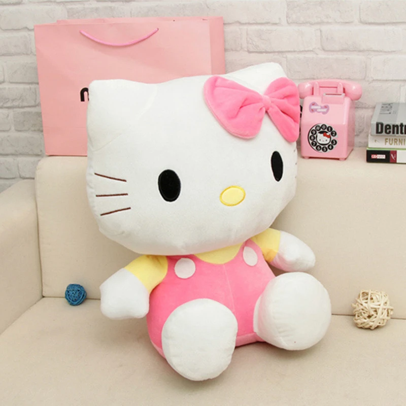 Hello Kitty Plush Toy Sanrio Plushie Doll Kawaii Stuffed Animals Cute Soft Cushion Sofa Pillow Home Decor Children Birthday Gift