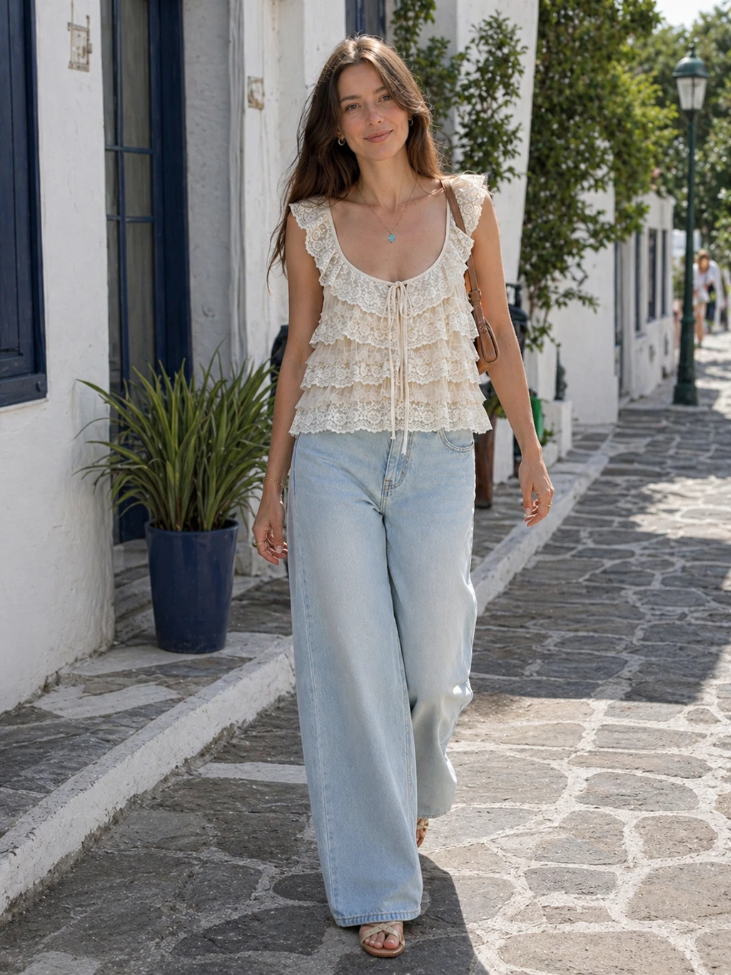 Willshela Women Fashion Solid Lace Up Ruffled Backless Tank Tops Vintage Square Collar Sleeveless Female Chic Lady Tops