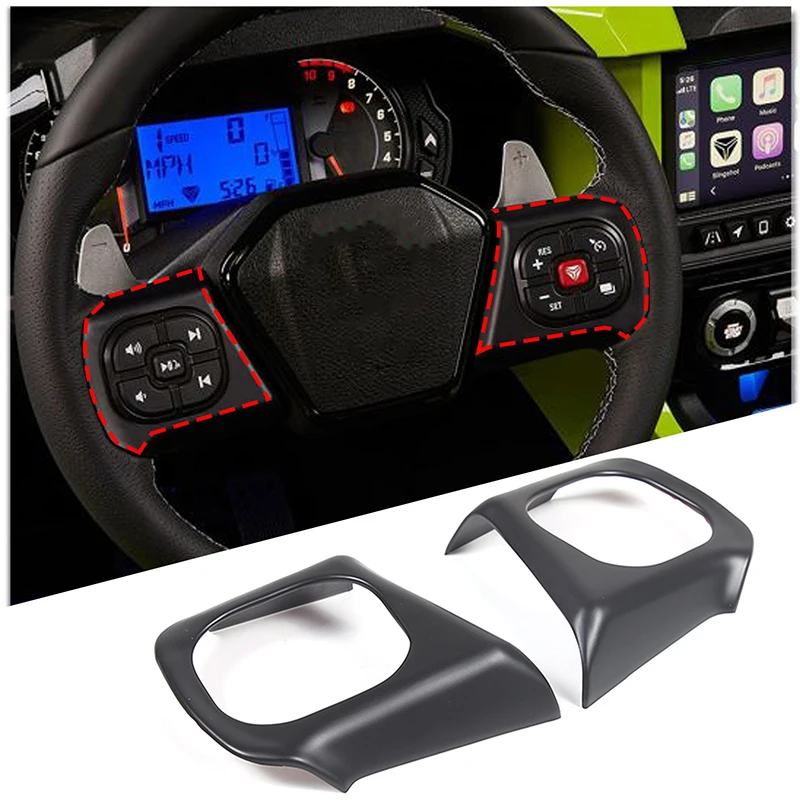 ABS Matte Black For Polaris Slingshot 2020-2023 Car Center Console Navigation Frame Water Cup Holder Steering Wheel Sticker Trim - view 3