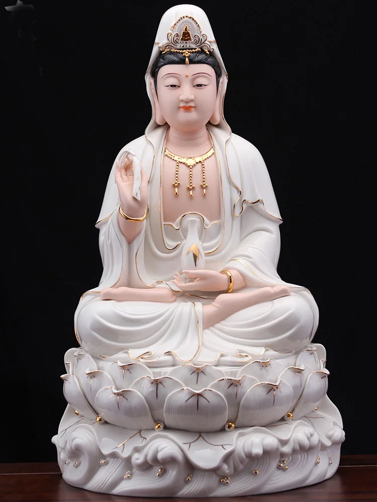 high-grade home family efficacious Talisman FENG SHUI Mascot Guanyin PU SA Buddha Handmade Porcelain Sculpture statue 30cm