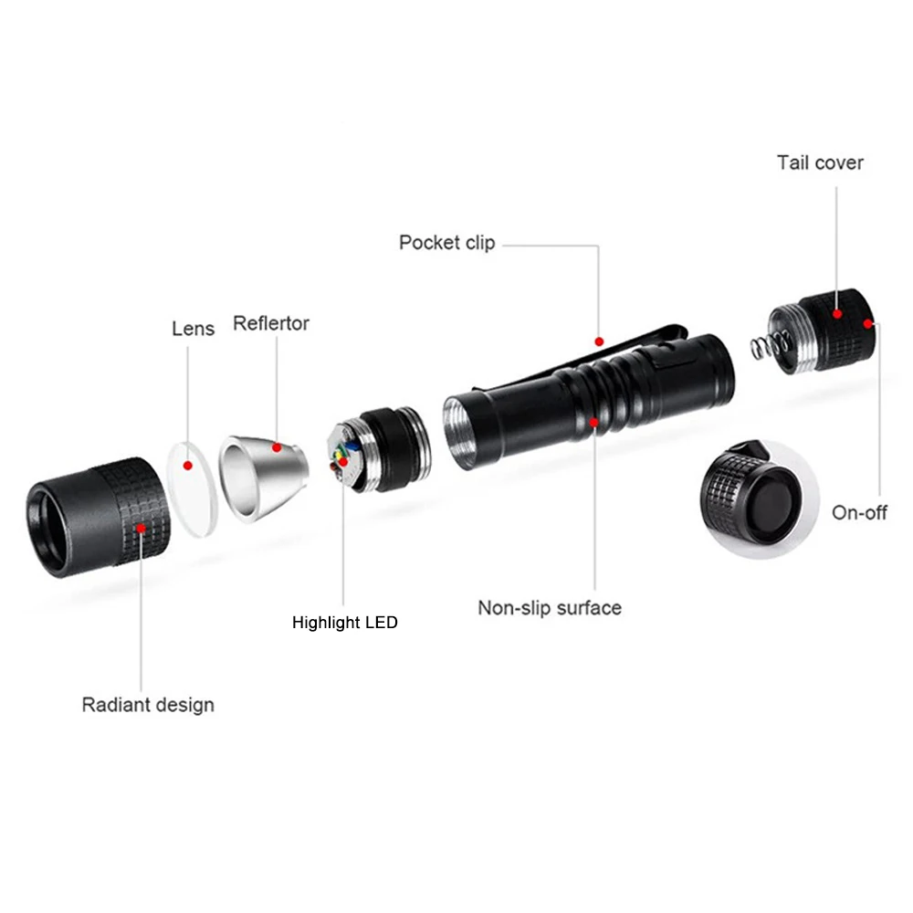 Mini Portable LED Pen Light Pocket Ultra Bright High Lumens Handheld Flashlight Linterna Torch For Camping Outdoor Emergency image 6