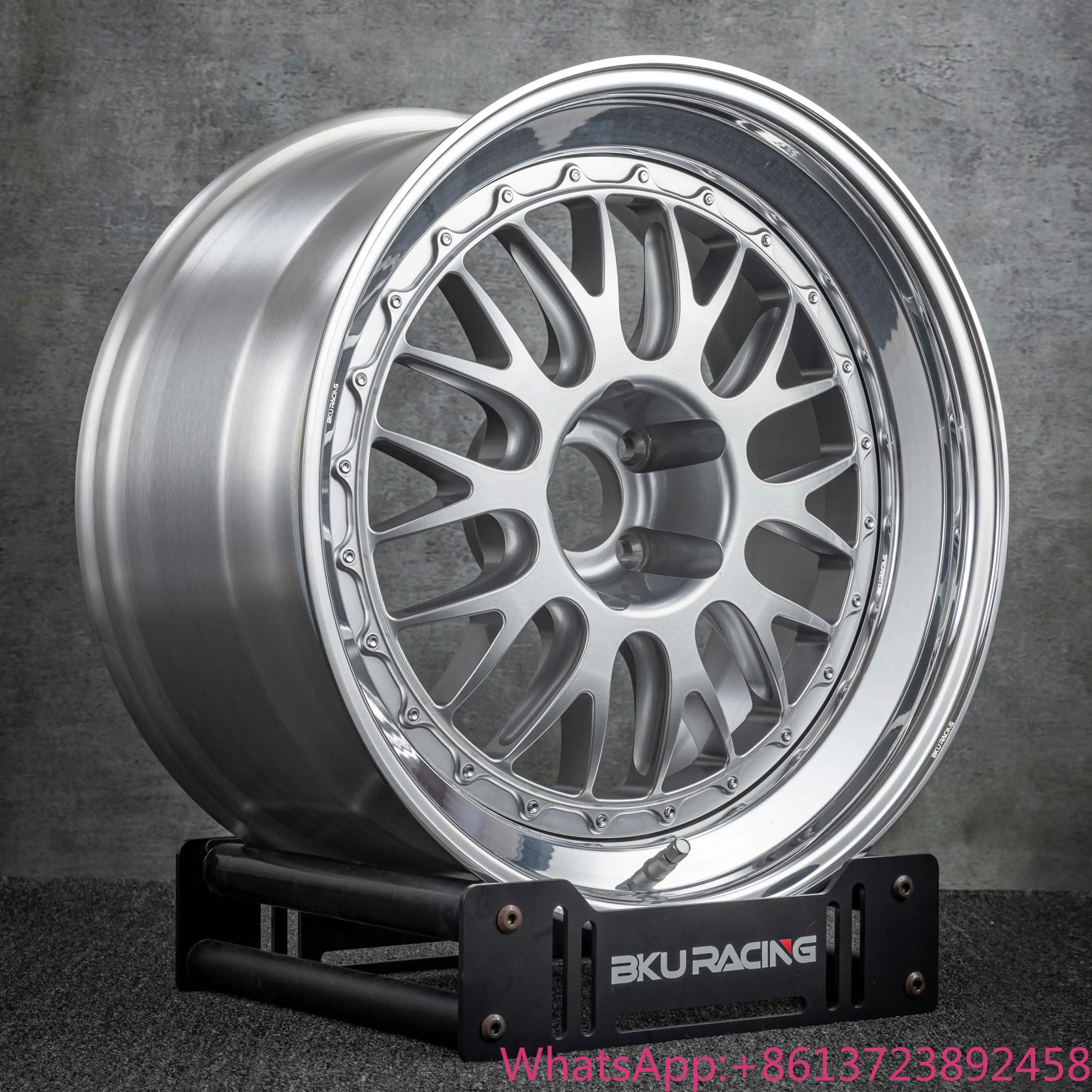 Bku 3 Piece 5x120 4x100 Step Lip Wheels 15 16 17 18 Inch Rims Alloy Silver Face Wheel Rim for BMW M5 E30 M3 E34 E36 E28 E46 E21