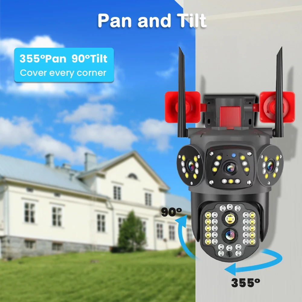 Hongnaer 8MP 4K Dual Lens Two Ways Audio Network Wireless CCTV PTZ IP V380 Pro CCTV Outdoor WiFi Security Camera